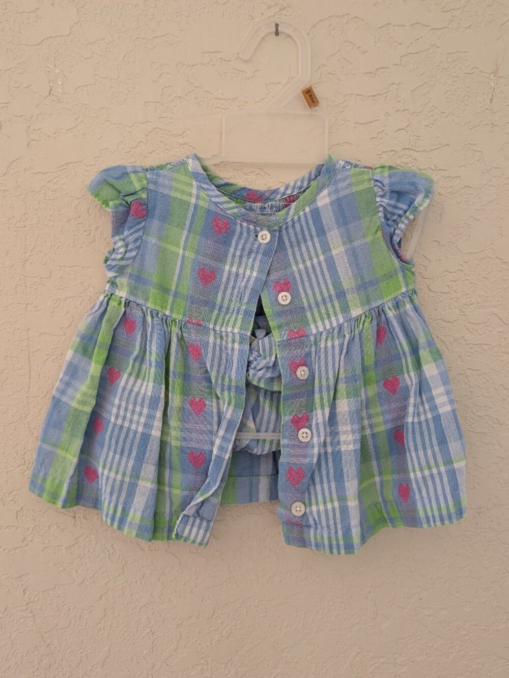 Vintage Girls Clothing Basic Editions Plaid 100% Cotton Size 0-3 Months 80s 90s